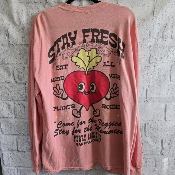 Urban Outfitters Tops - Urban Outfitters Stay Fresh Pink Long Sleeve Oversized Tee Small